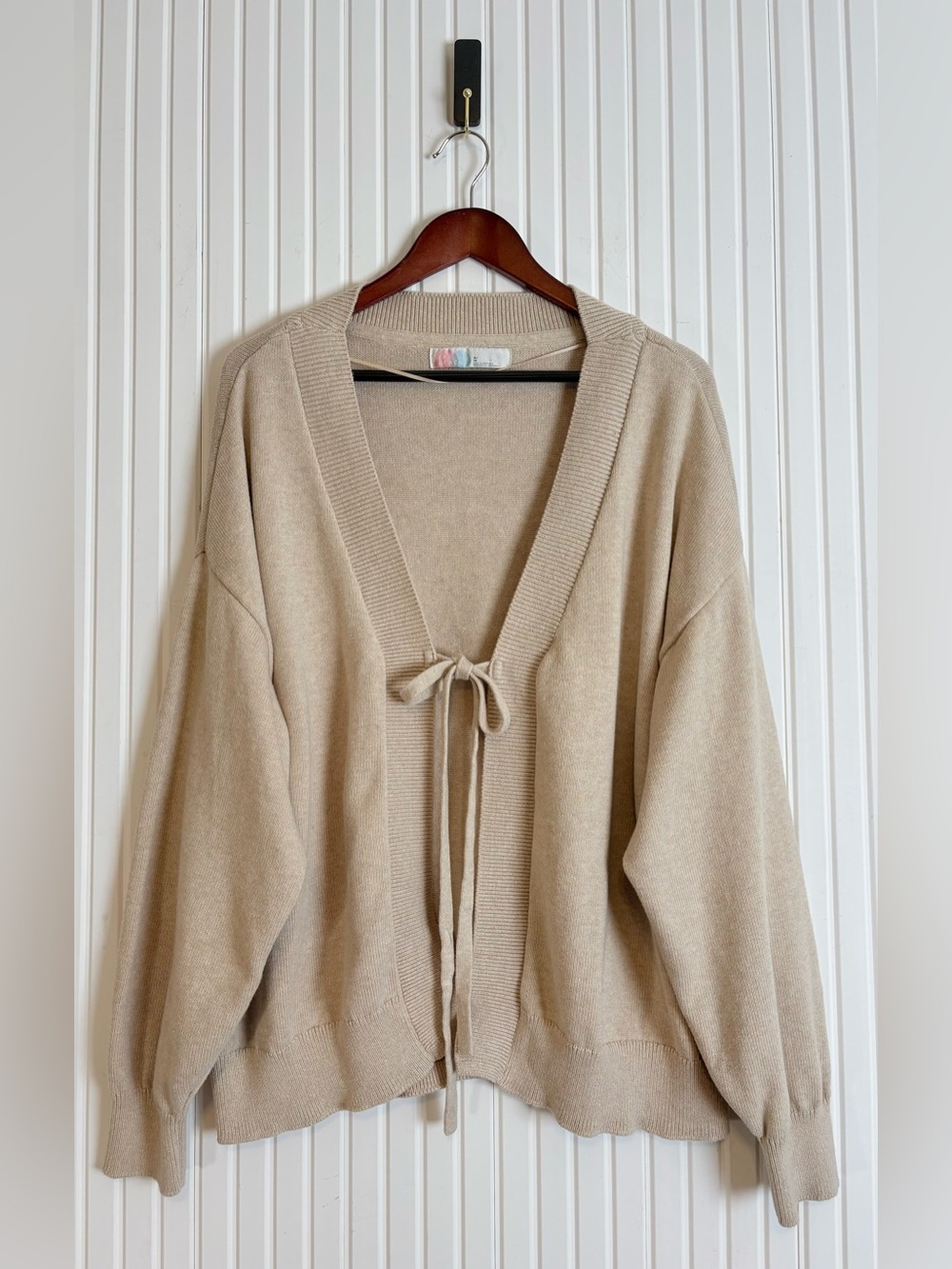 Free People Beach Cardigan XL Front Tie Heavyweight Neutral Coastal Layer